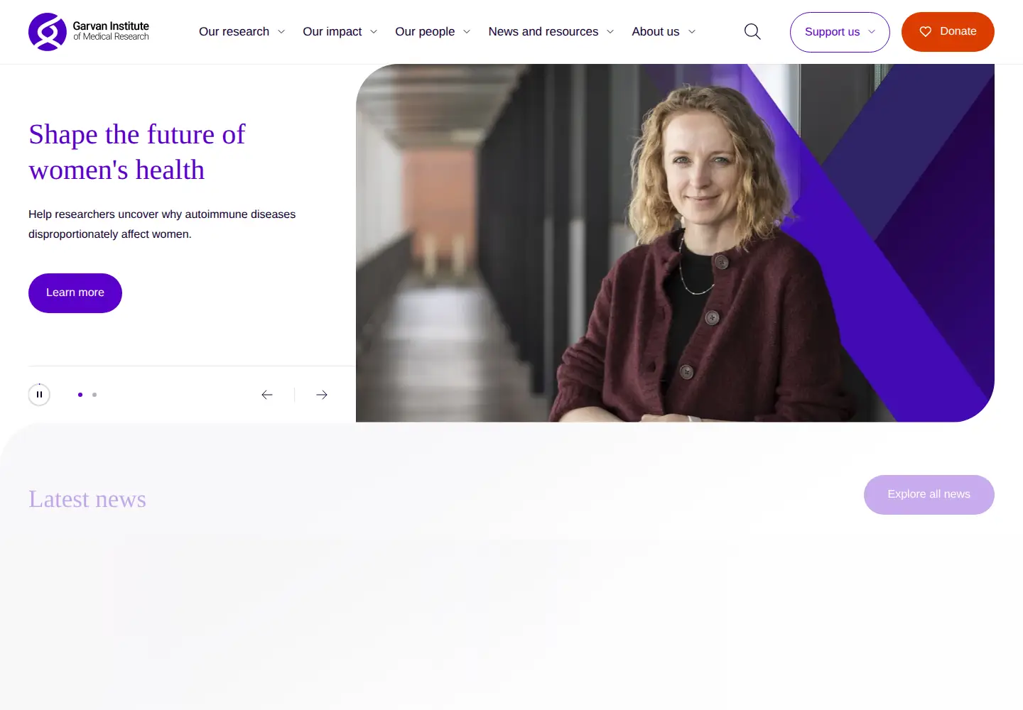Screenshot of garvan.org.au