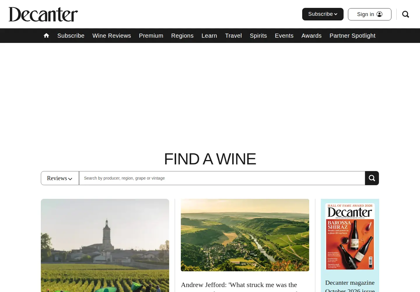 Screenshot of decanter.com