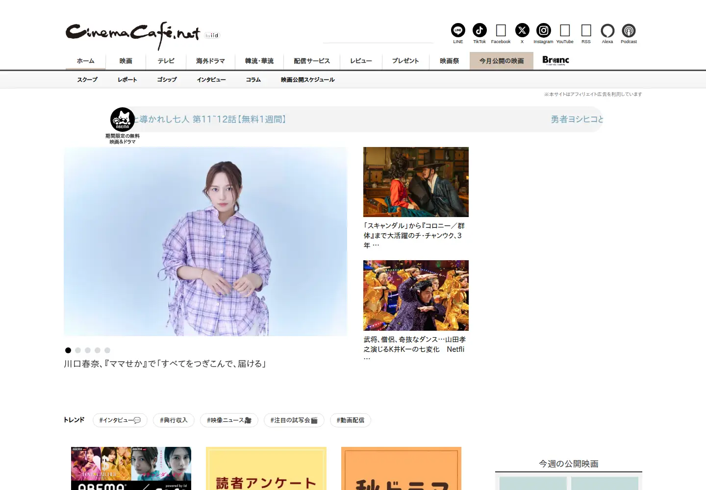 Captured homepage of cinemacafe.net in the current scan