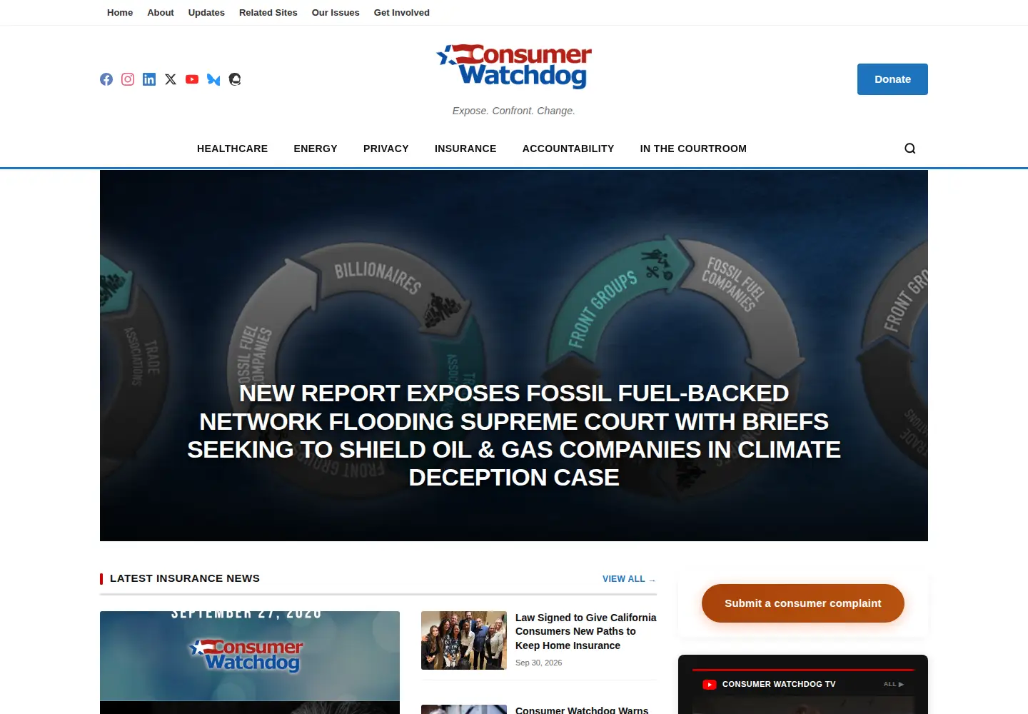 Screenshot of consumerwatchdog.org
