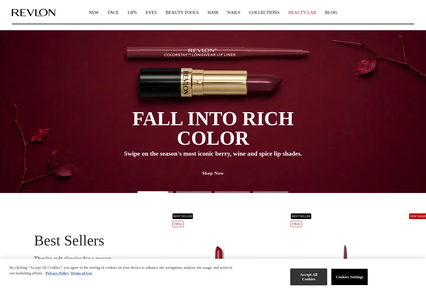 Screenshot of revlon.com