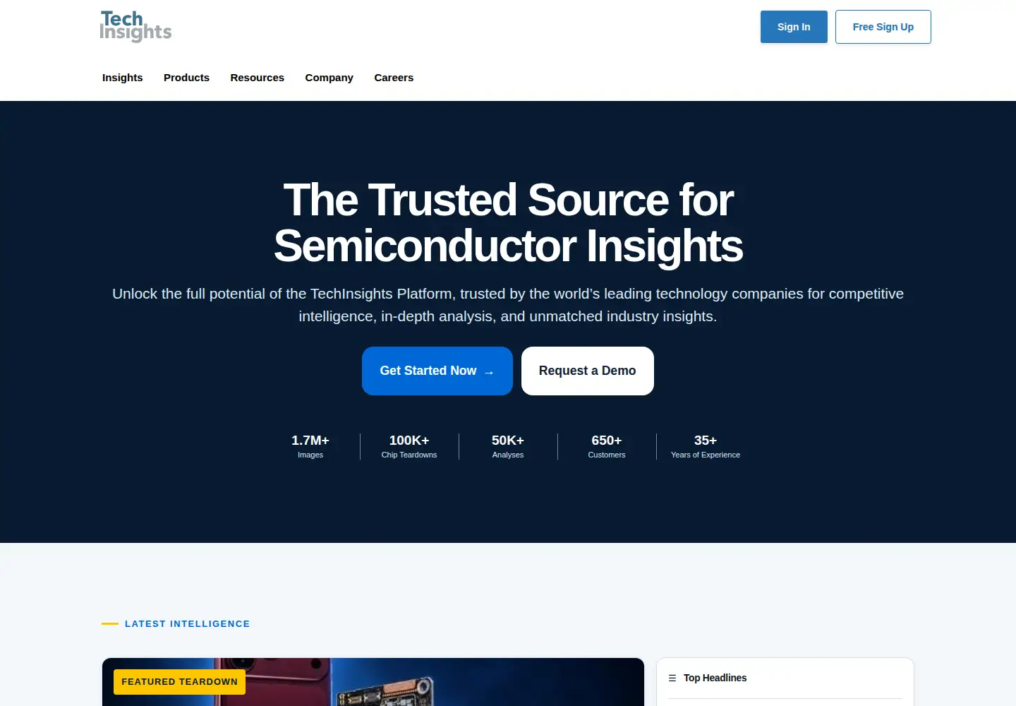 Captured homepage of techinsights.com in the current scan