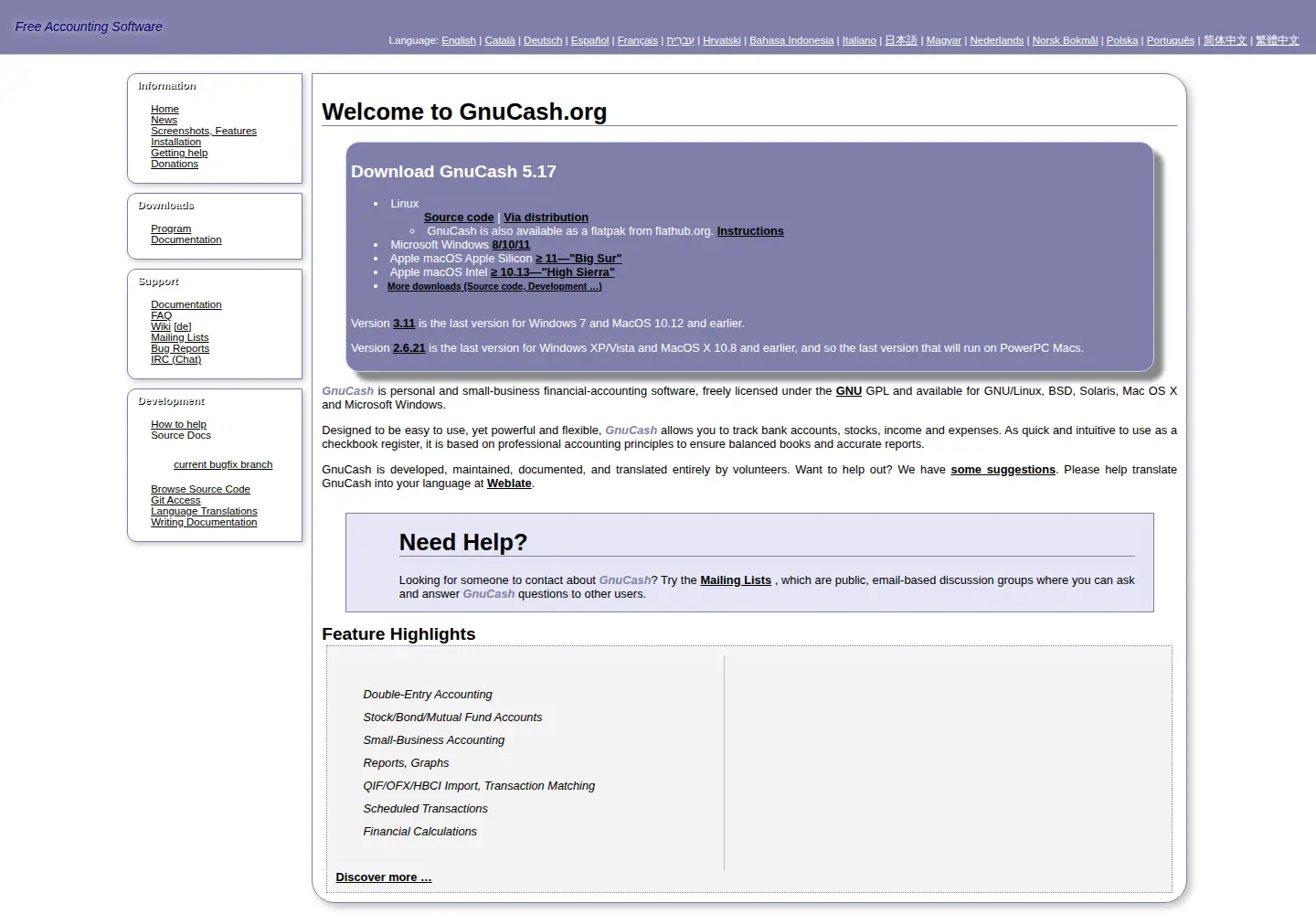 Screenshot of gnucash.org