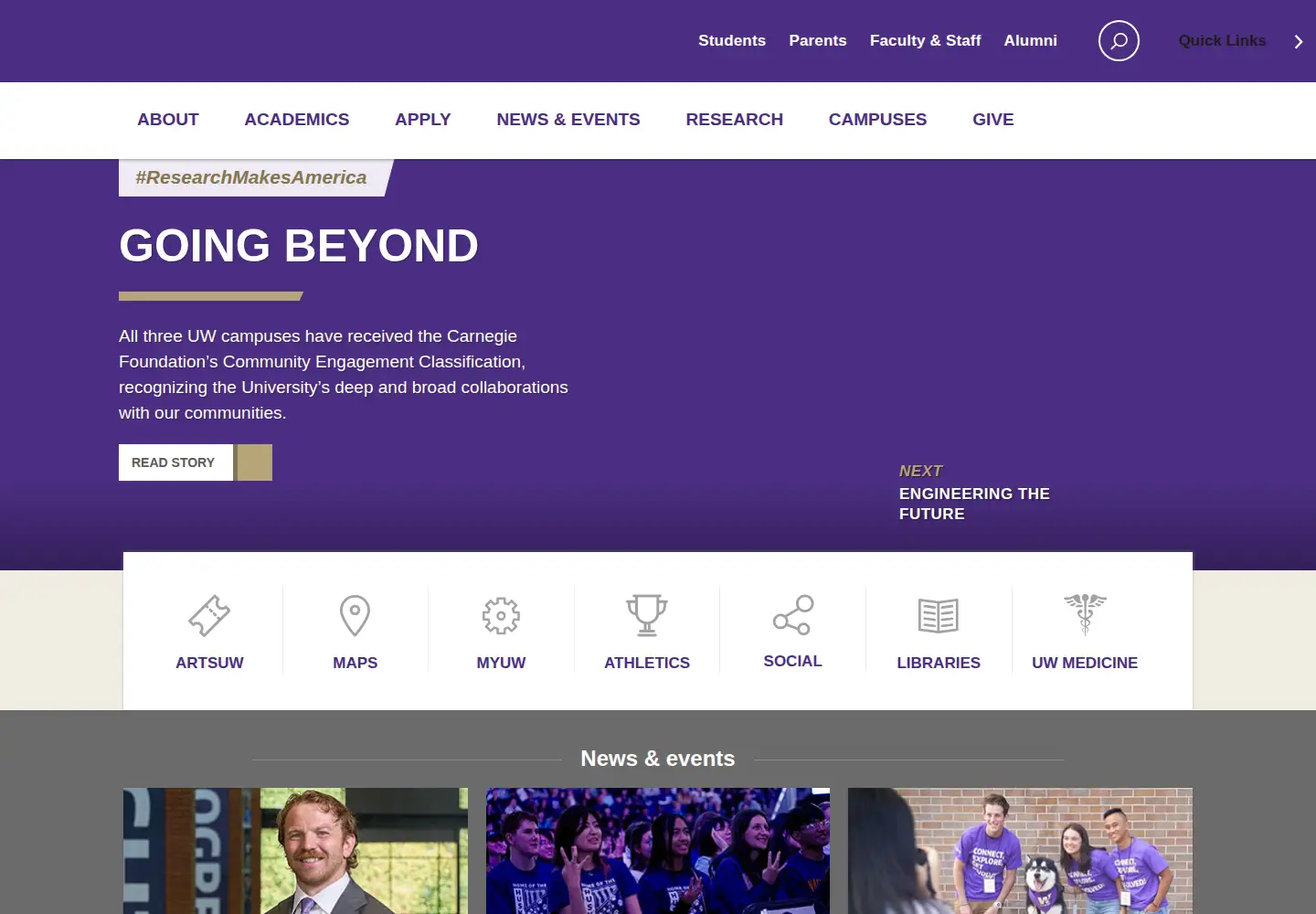 Screenshot of washington.edu