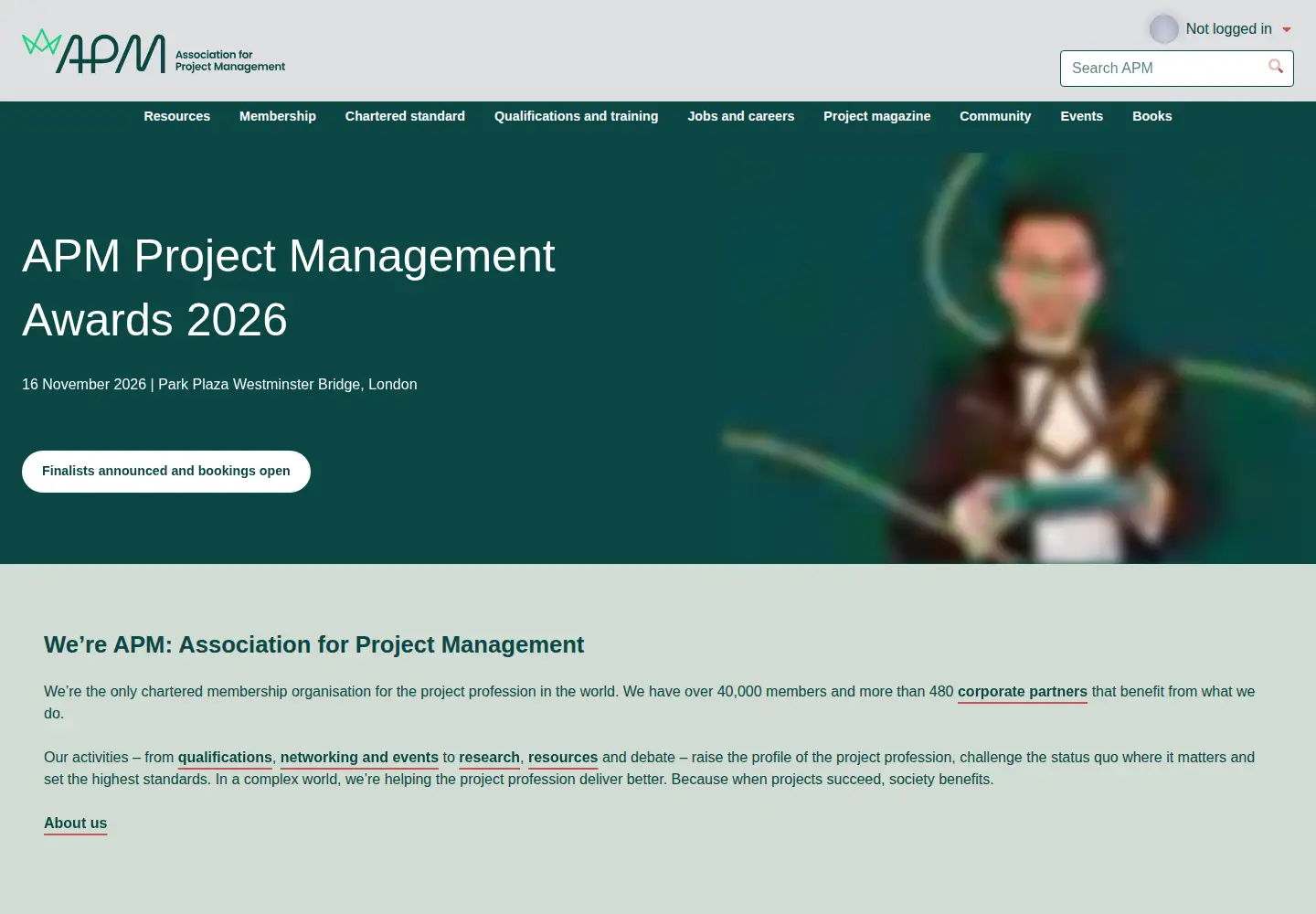 Captured homepage of apm.org.uk in the current scan