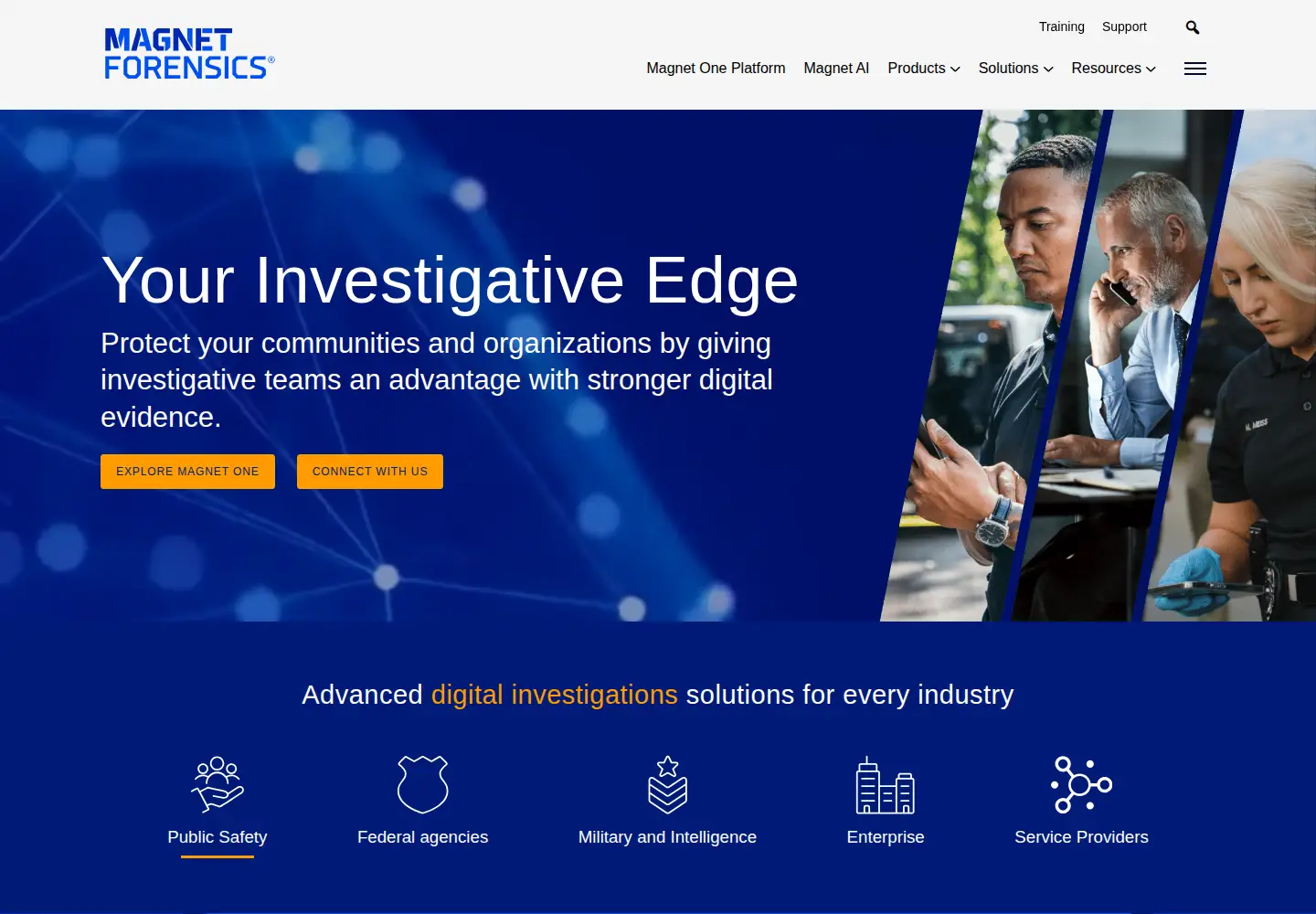 Captured homepage of magnetforensics.com in the current scan