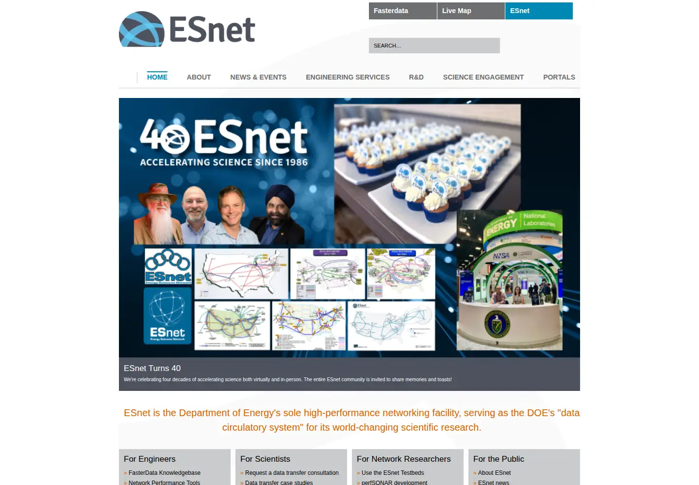 Captured homepage of es.net in the current scan