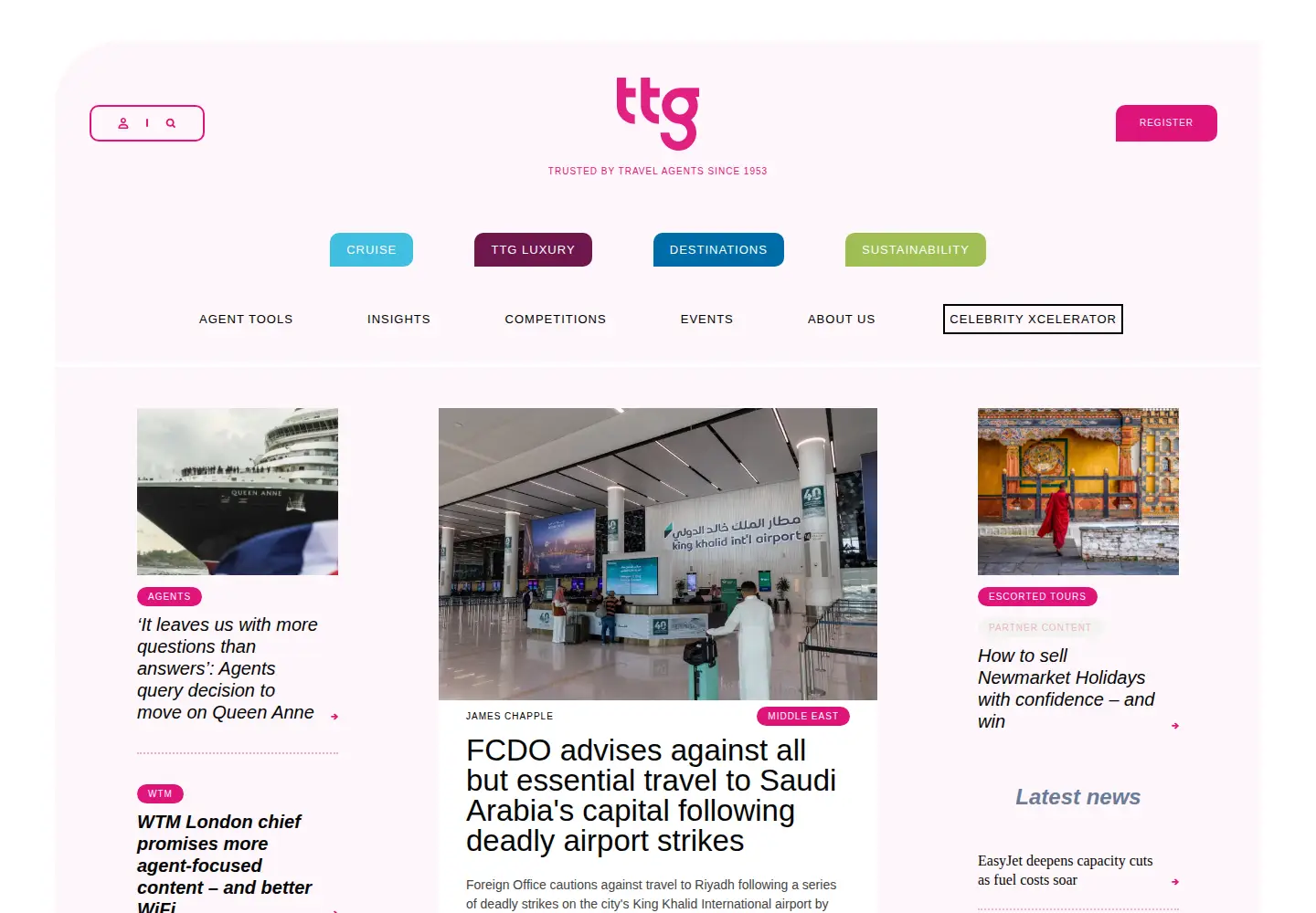 Captured homepage of ttgmedia.com in the current scan