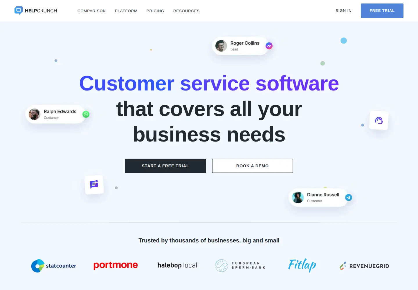 Screenshot of helpcrunch.com