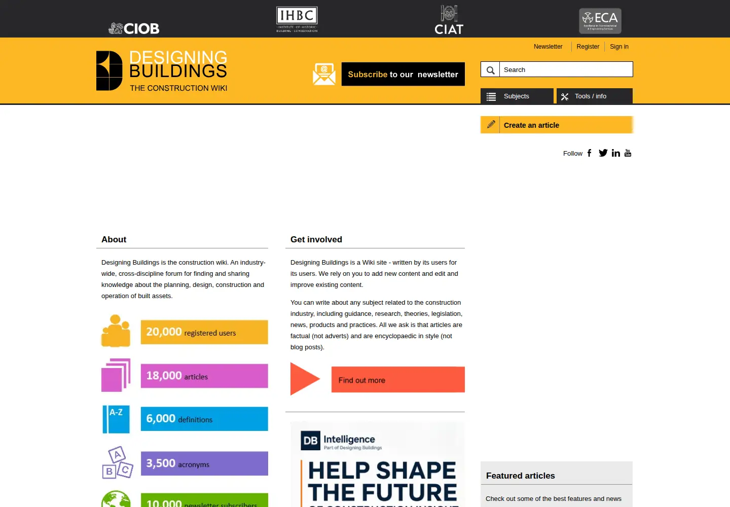 Captured homepage of designingbuildings.co.uk in the current scan