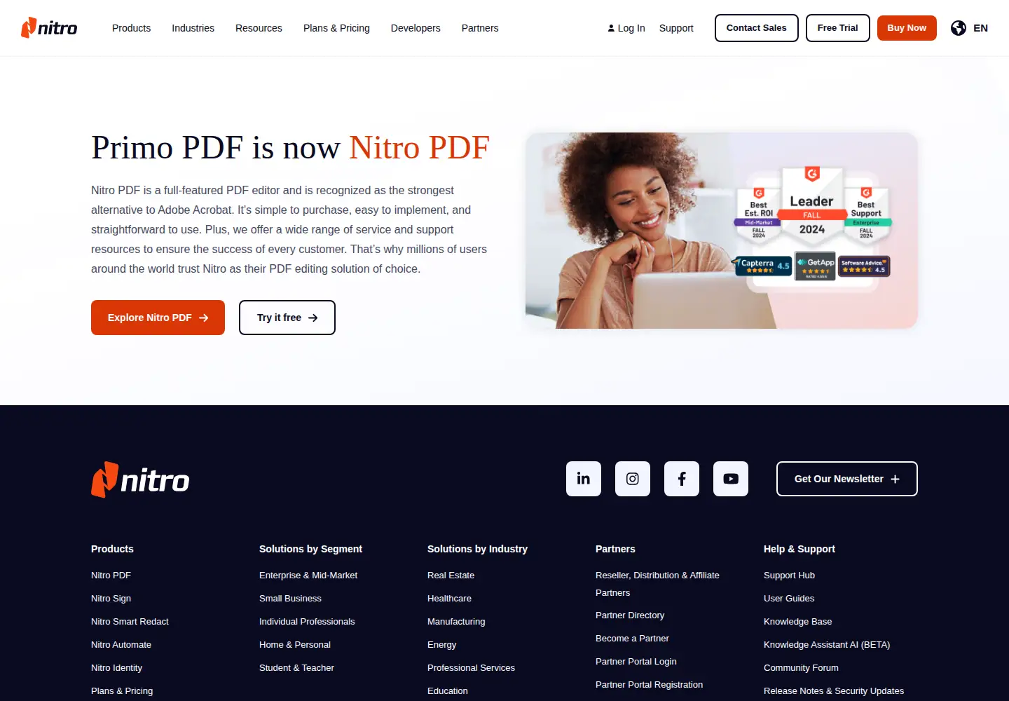 Screenshot of primopdf.com