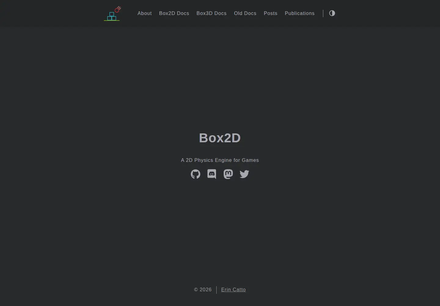 Captured homepage of box2d.org in the current scan