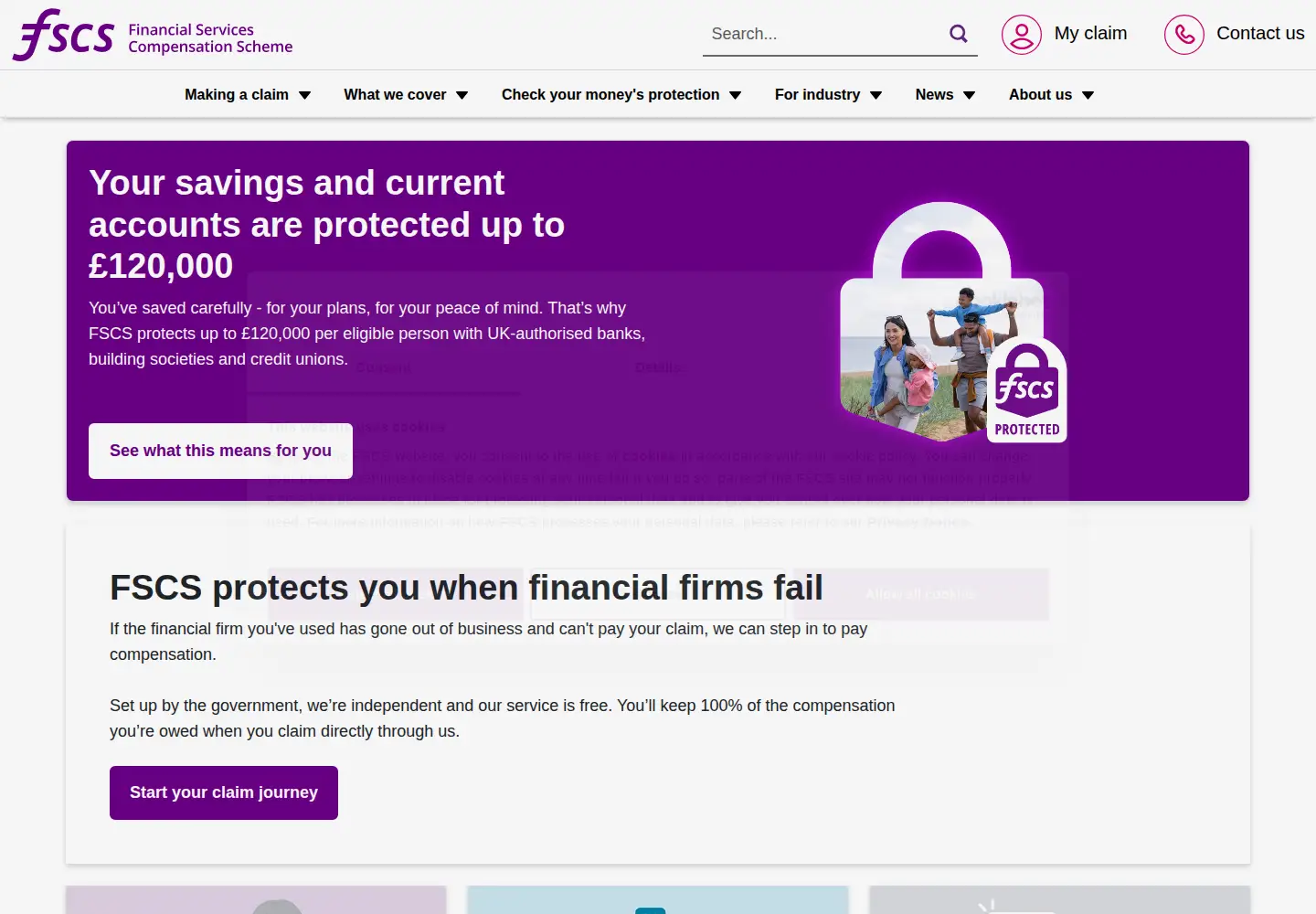 Screenshot of fscs.org.uk
