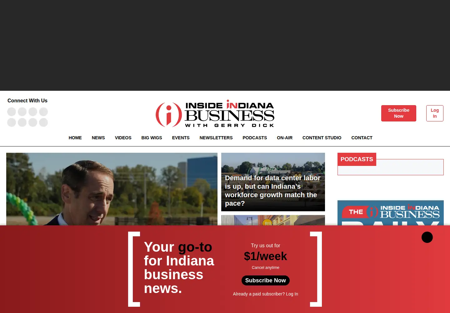 Screenshot of insideindianabusiness.com