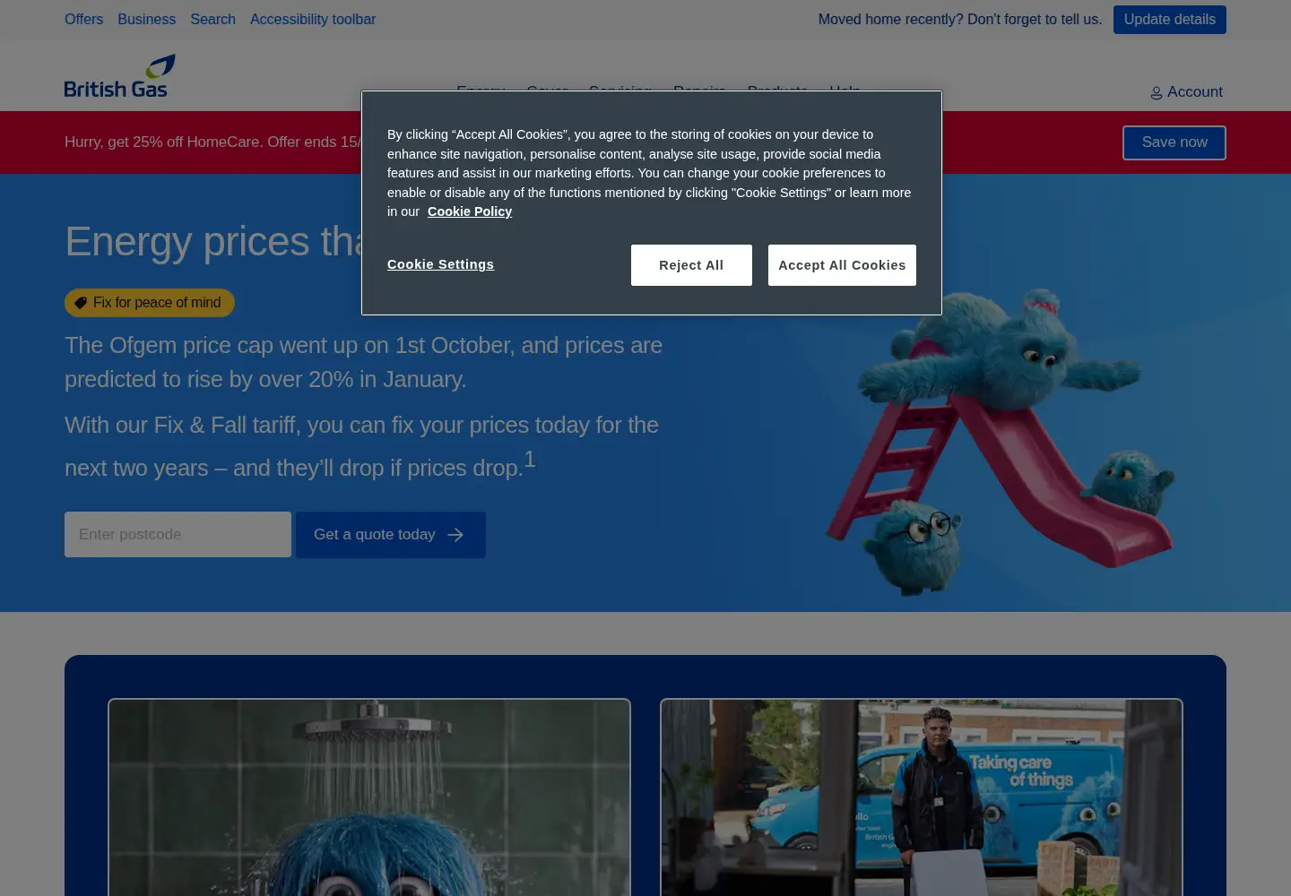 Screenshot of britishgas.co.uk