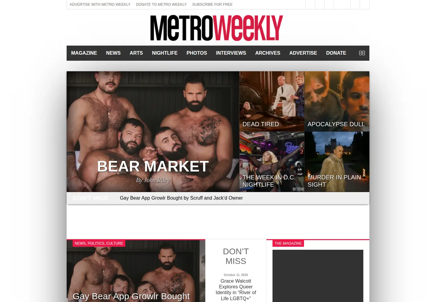 Captured homepage of metroweekly.com in the current scan