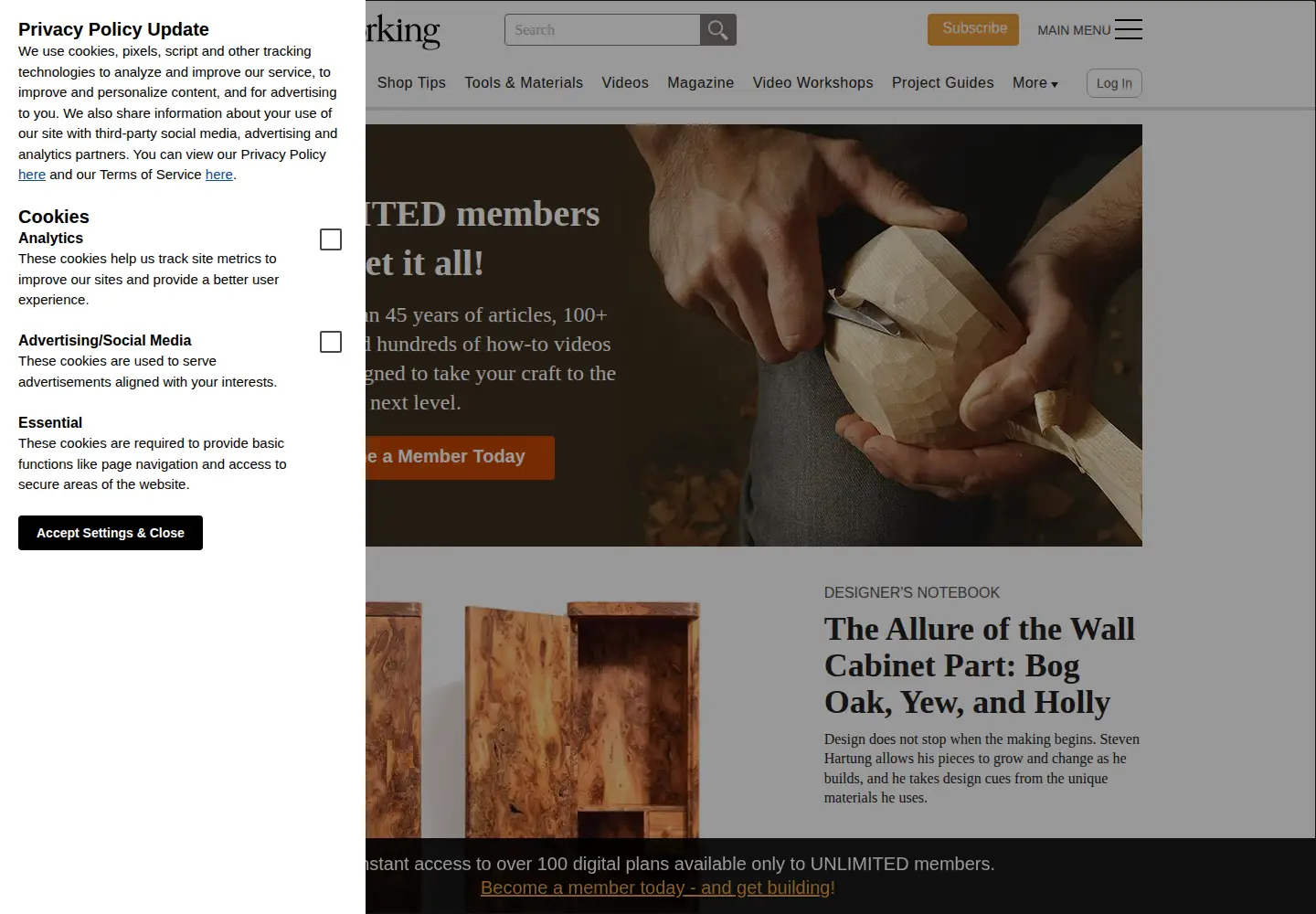Screenshot of finewoodworking.com