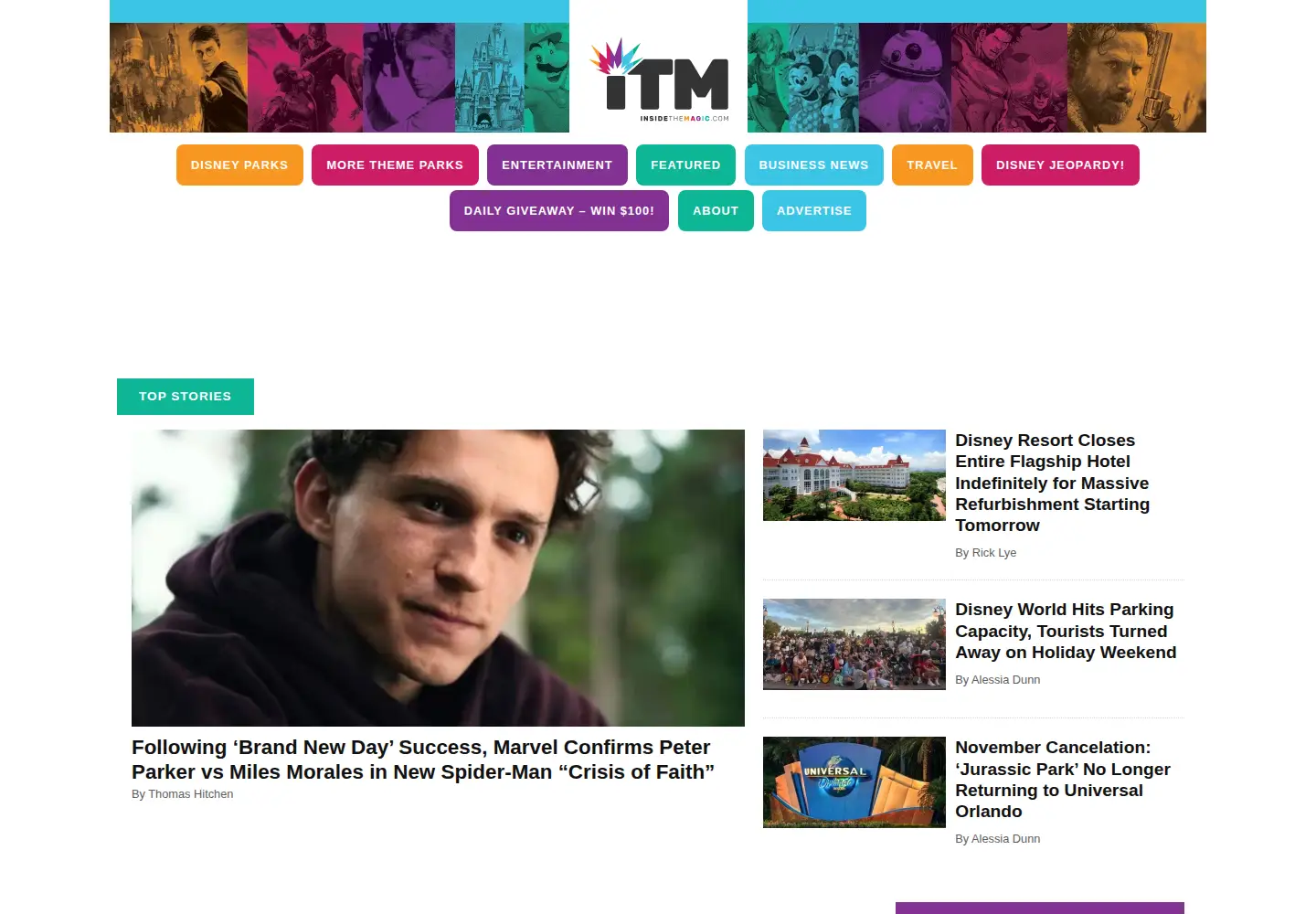 Captured homepage of insidethemagic.net in the current scan