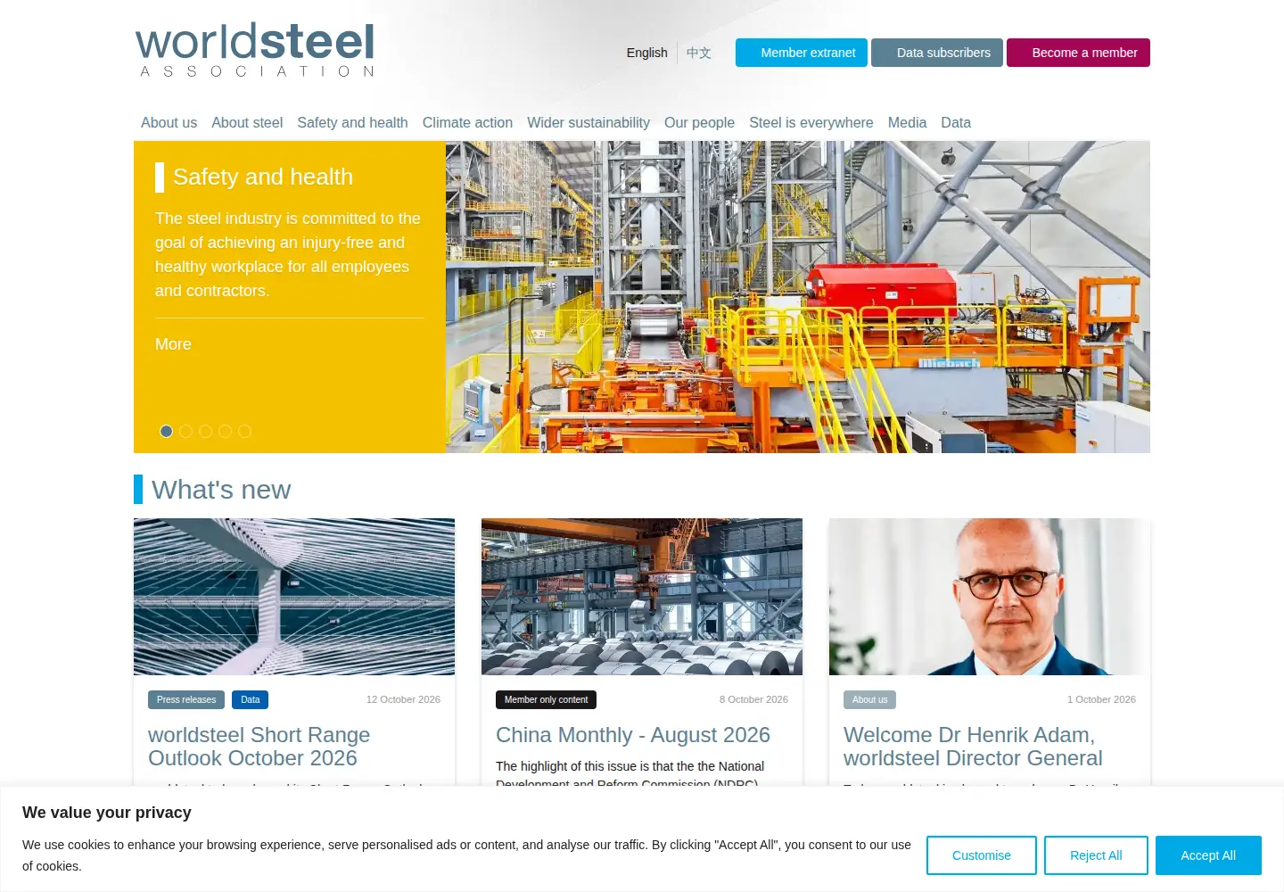 Screenshot of worldsteel.org