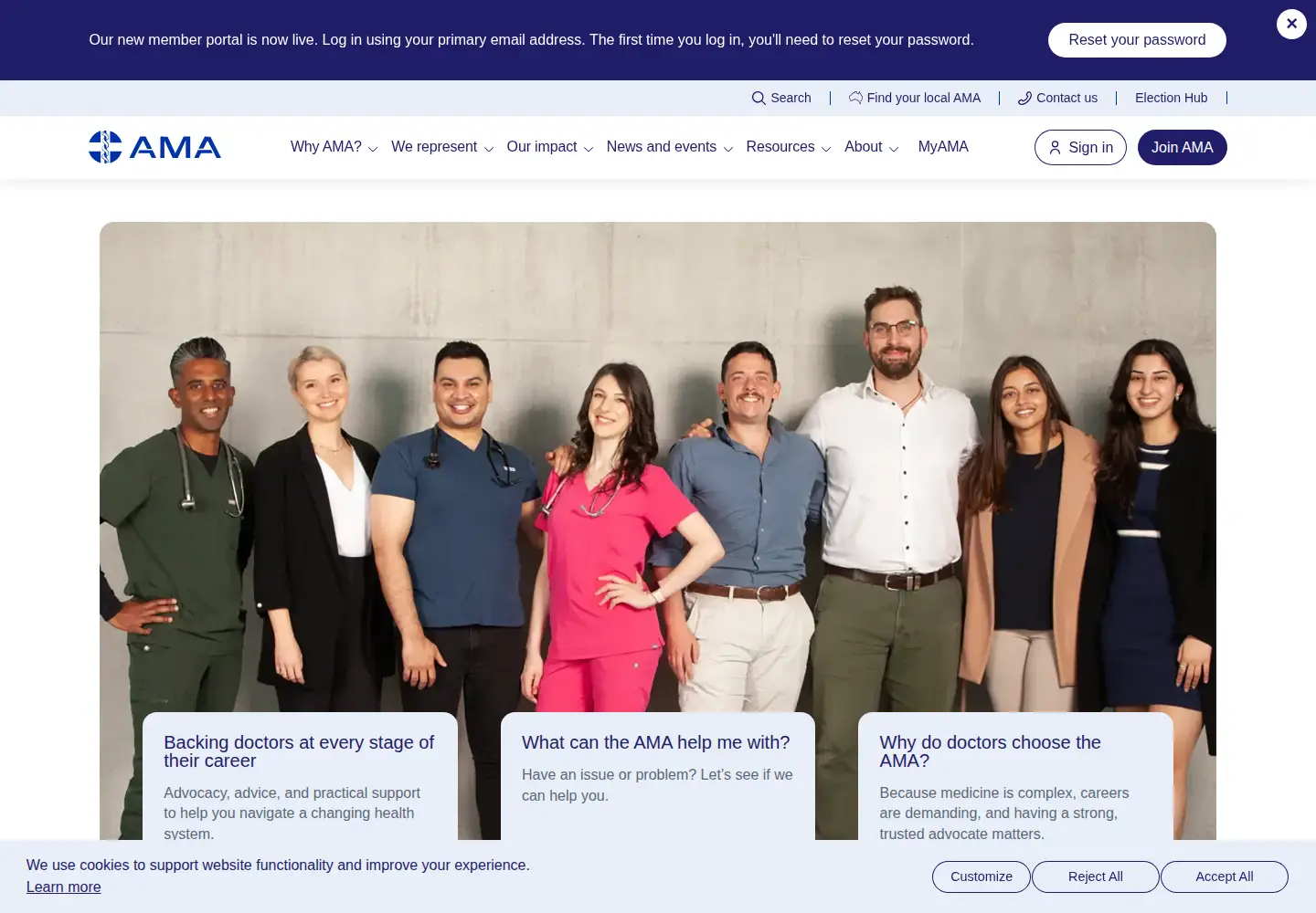 Captured homepage of ama.com.au in the current scan