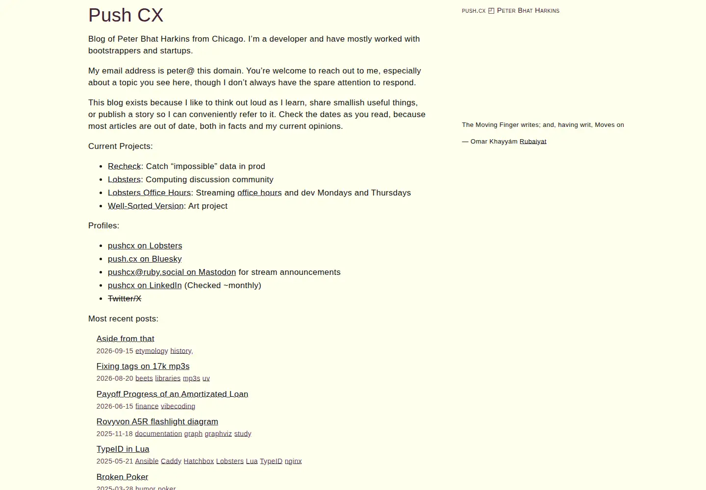 Captured homepage of push.cx in the current scan