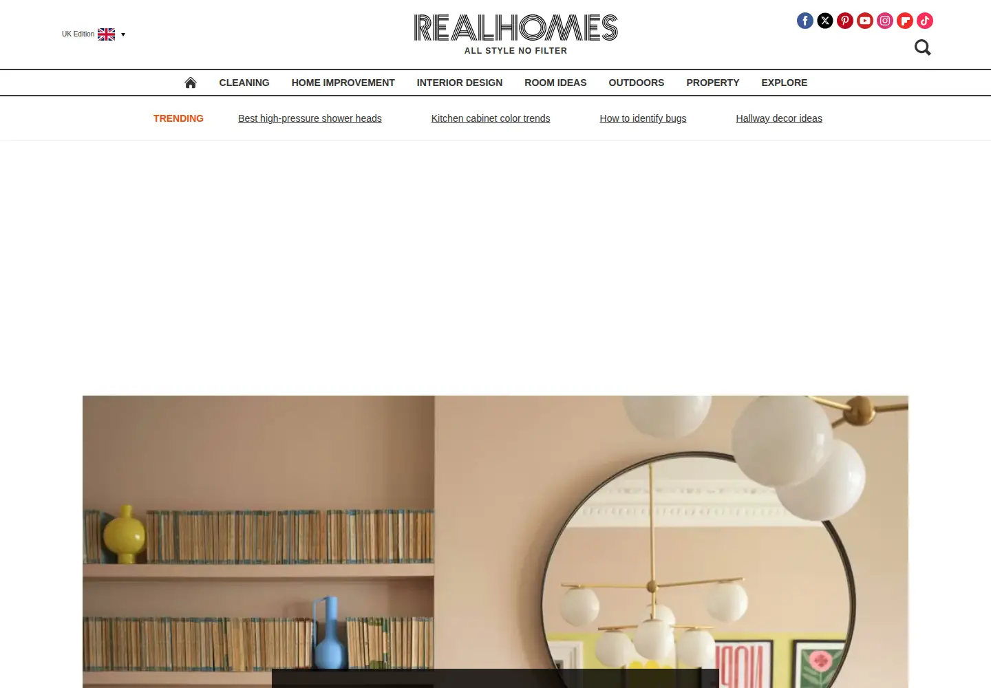 Captured homepage of realhomes.com in the current scan