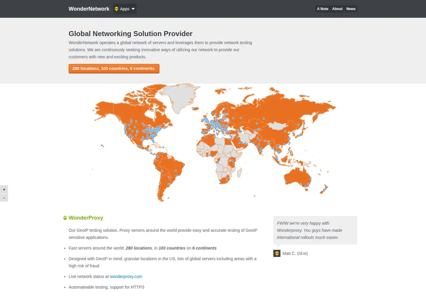 Screenshot of wondernetwork.com