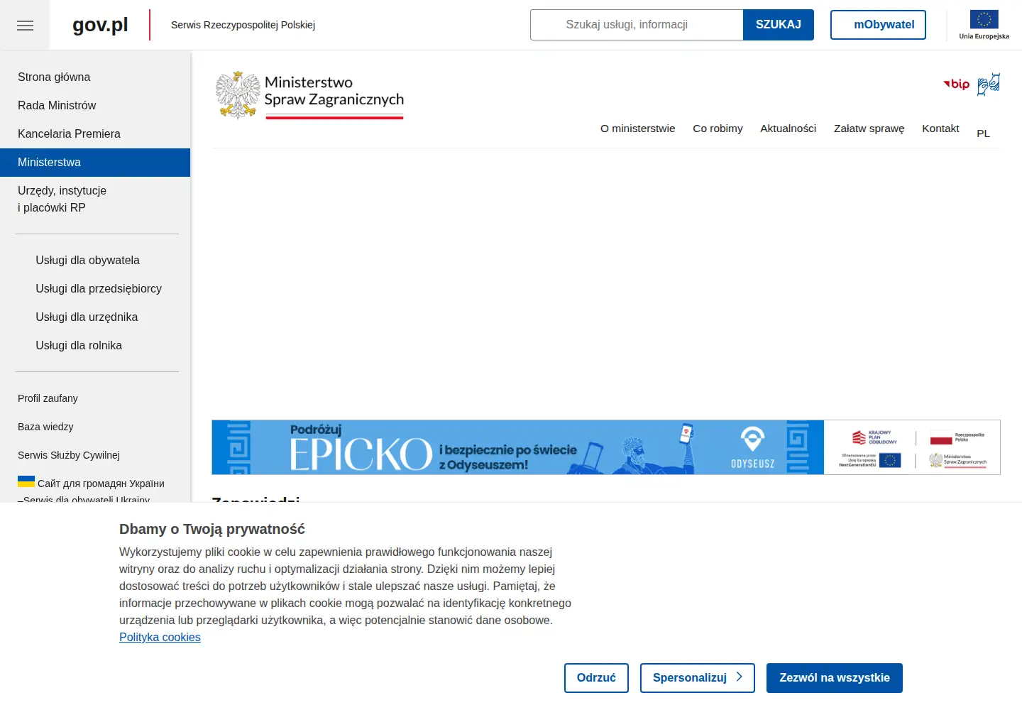 Screenshot of msz.gov.pl