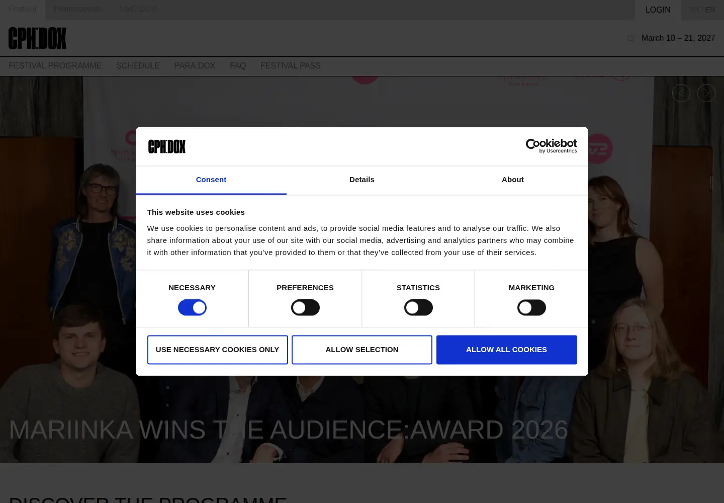Captured homepage of cphdox.dk in the current scan
