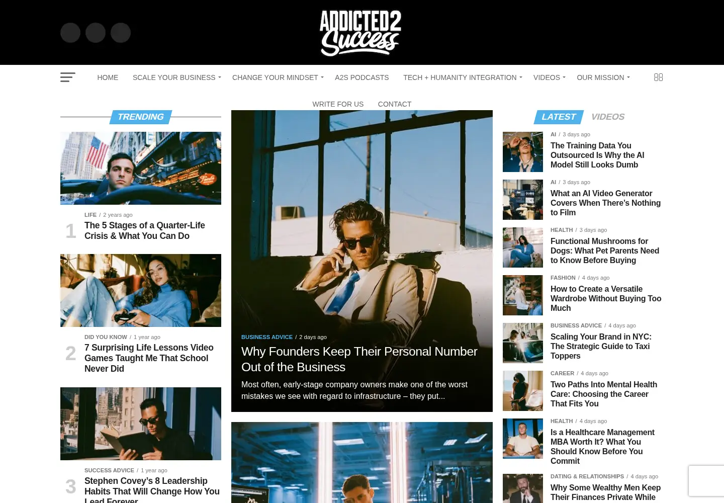 Screenshot of addicted2success.com