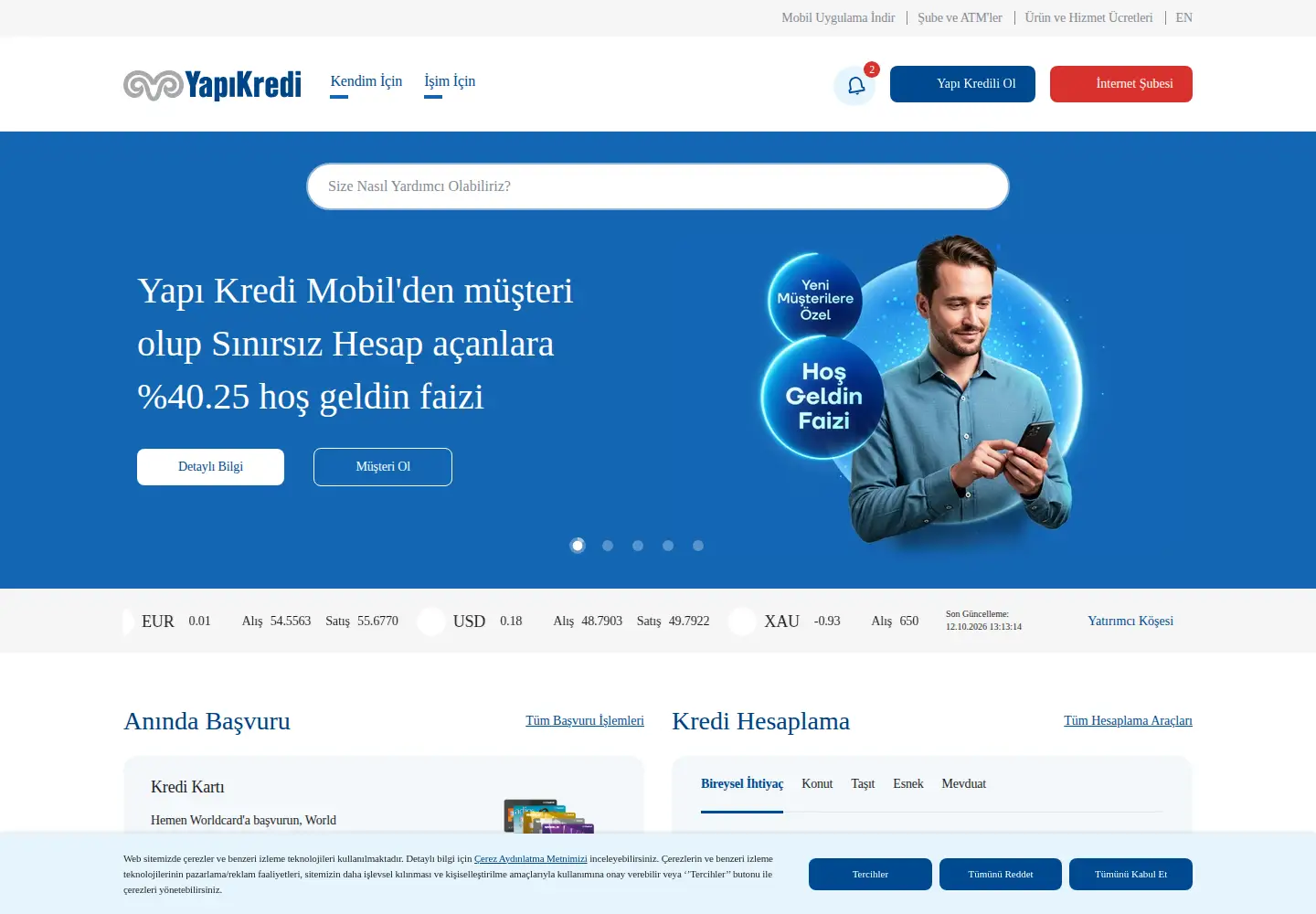 Screenshot of yapikredi.com.tr