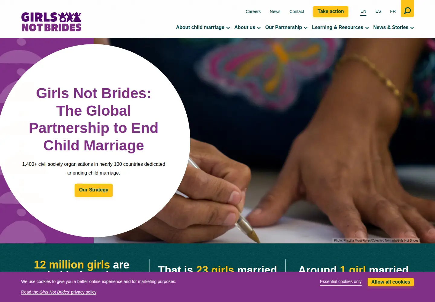 Captured homepage of girlsnotbrides.org in the current scan