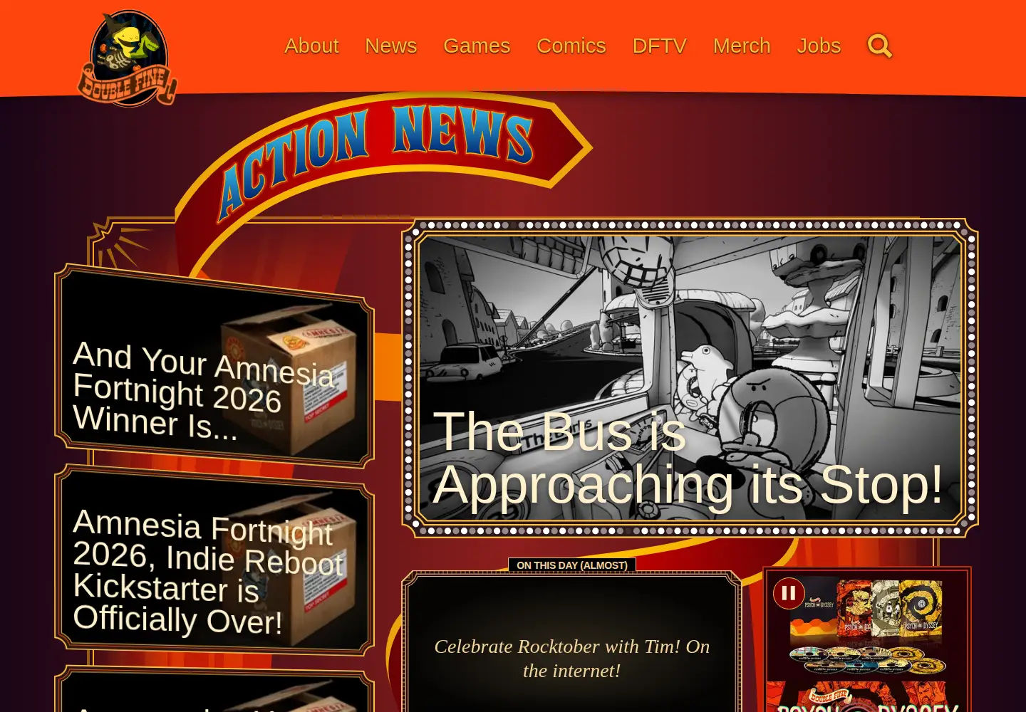 Captured homepage of doublefine.com in the current scan