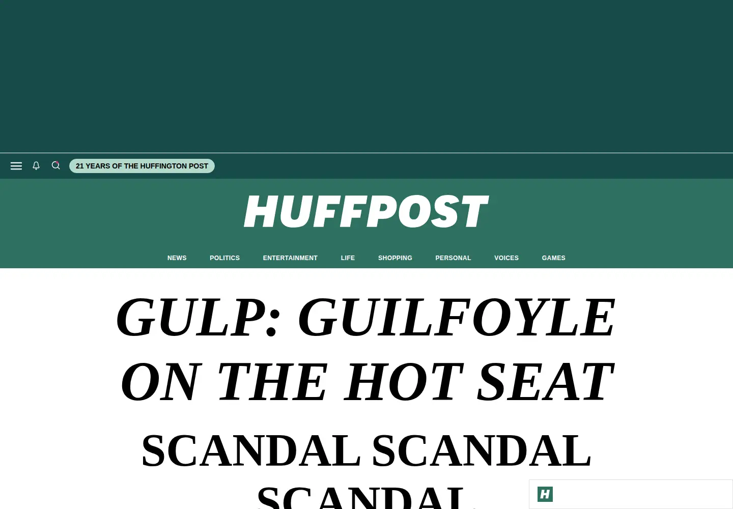 Captured homepage of huffingtonpost.in in the current scan