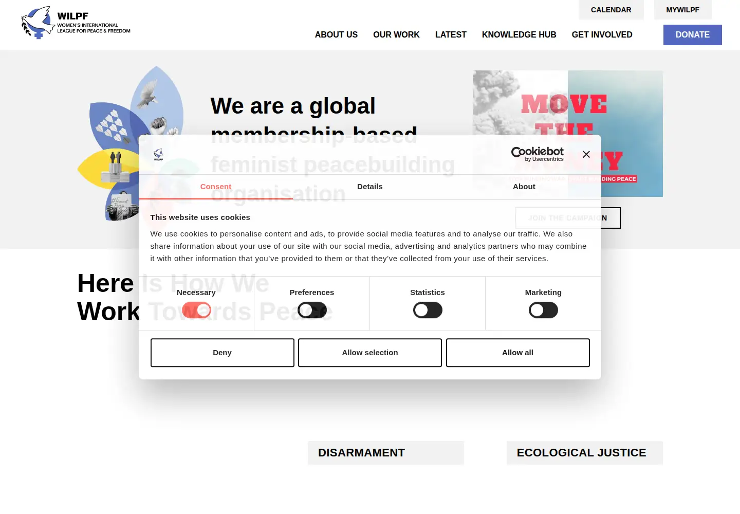 Screenshot of wilpf.org