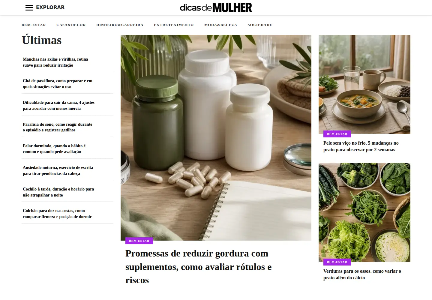 Screenshot of dicasdemulher.com.br