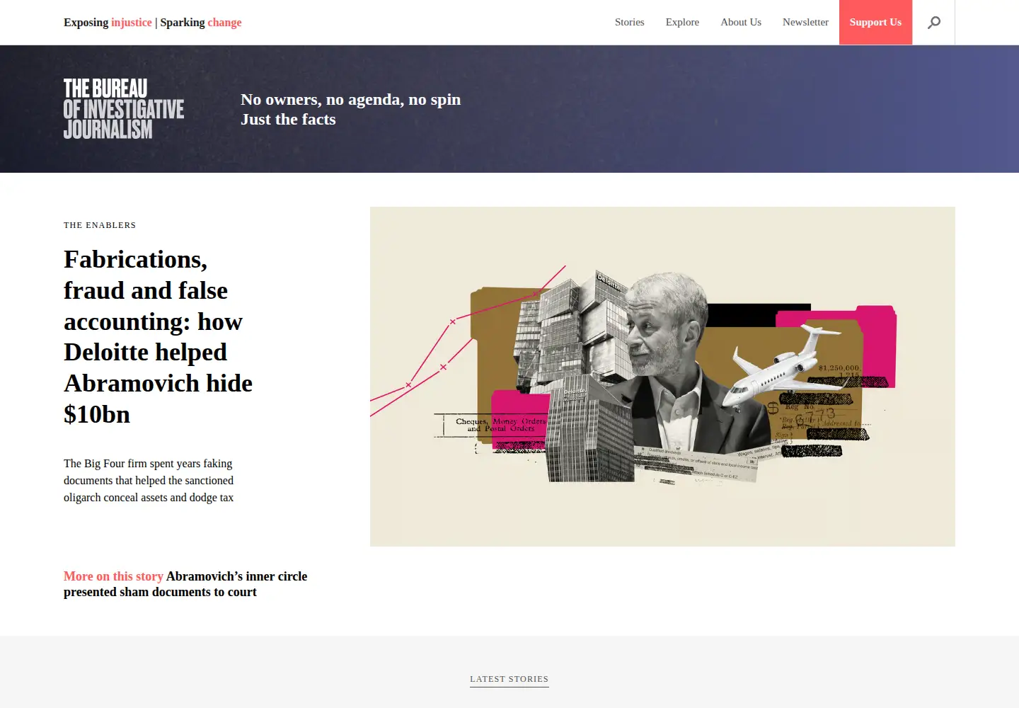 Captured homepage of thebureauinvestigates.com in the current scan