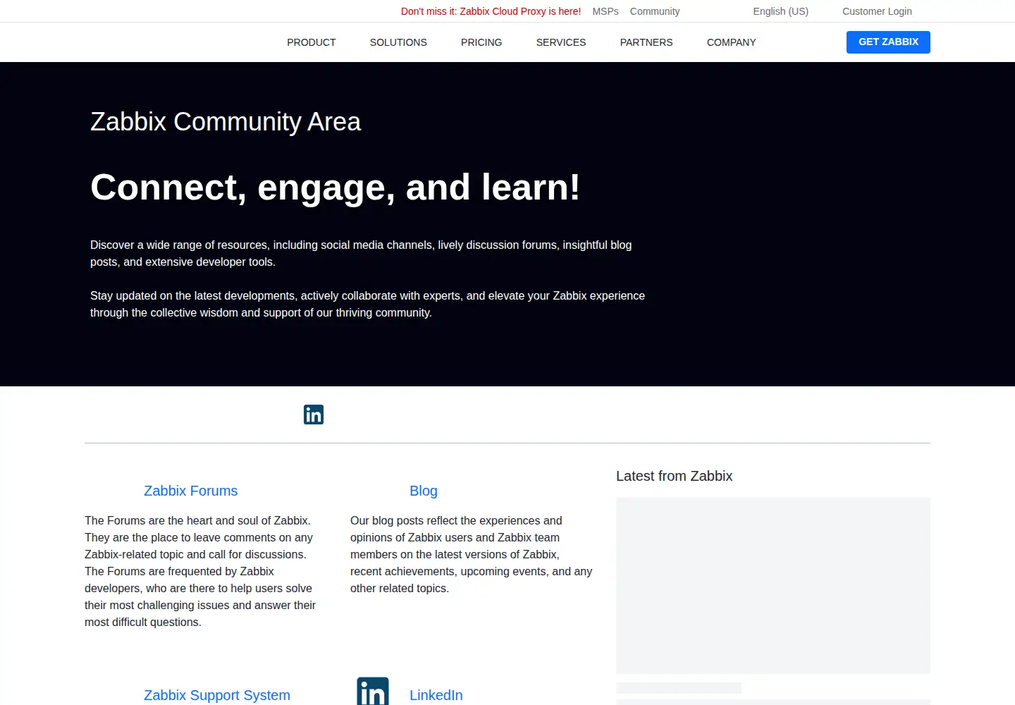 Screenshot of zabbix.org
