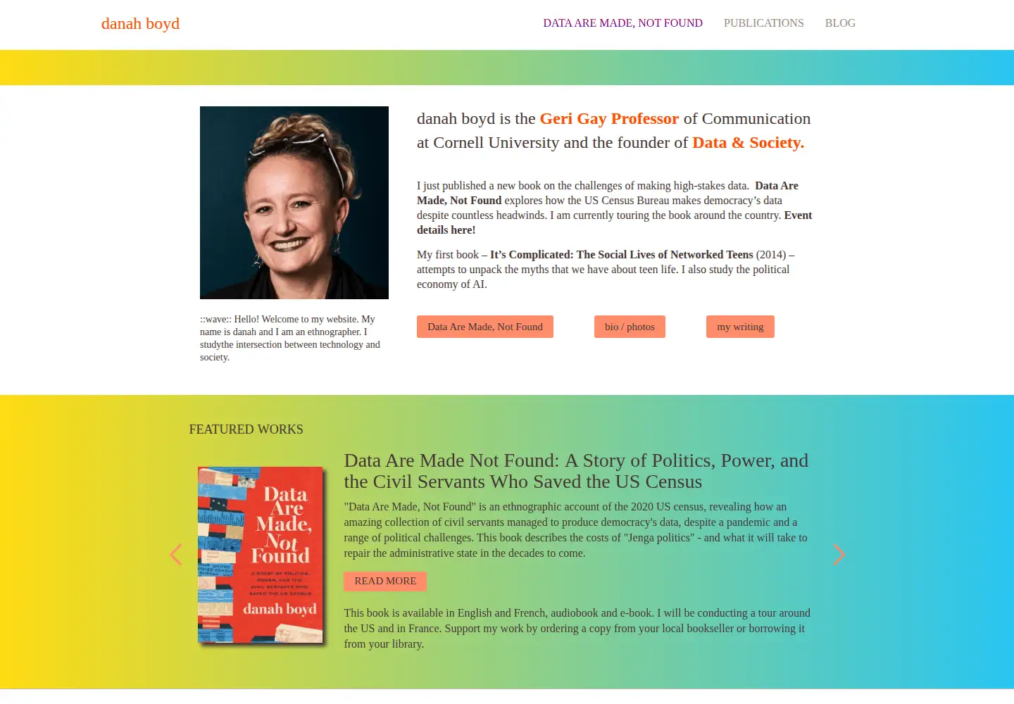 Screenshot of danah.org