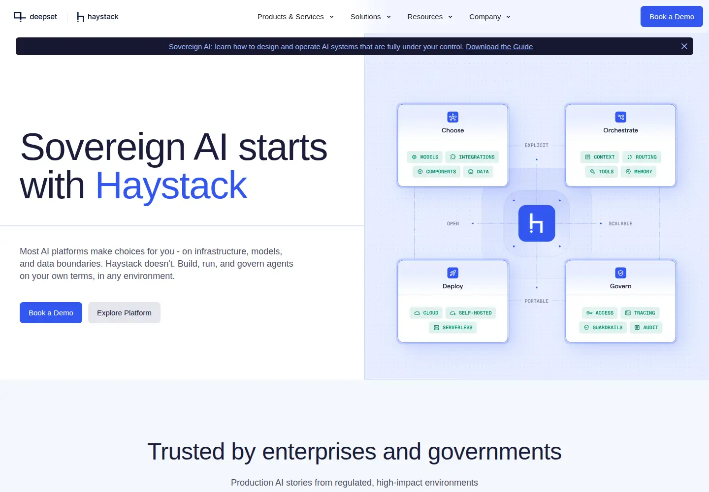 Captured homepage of deepset.ai in the current scan