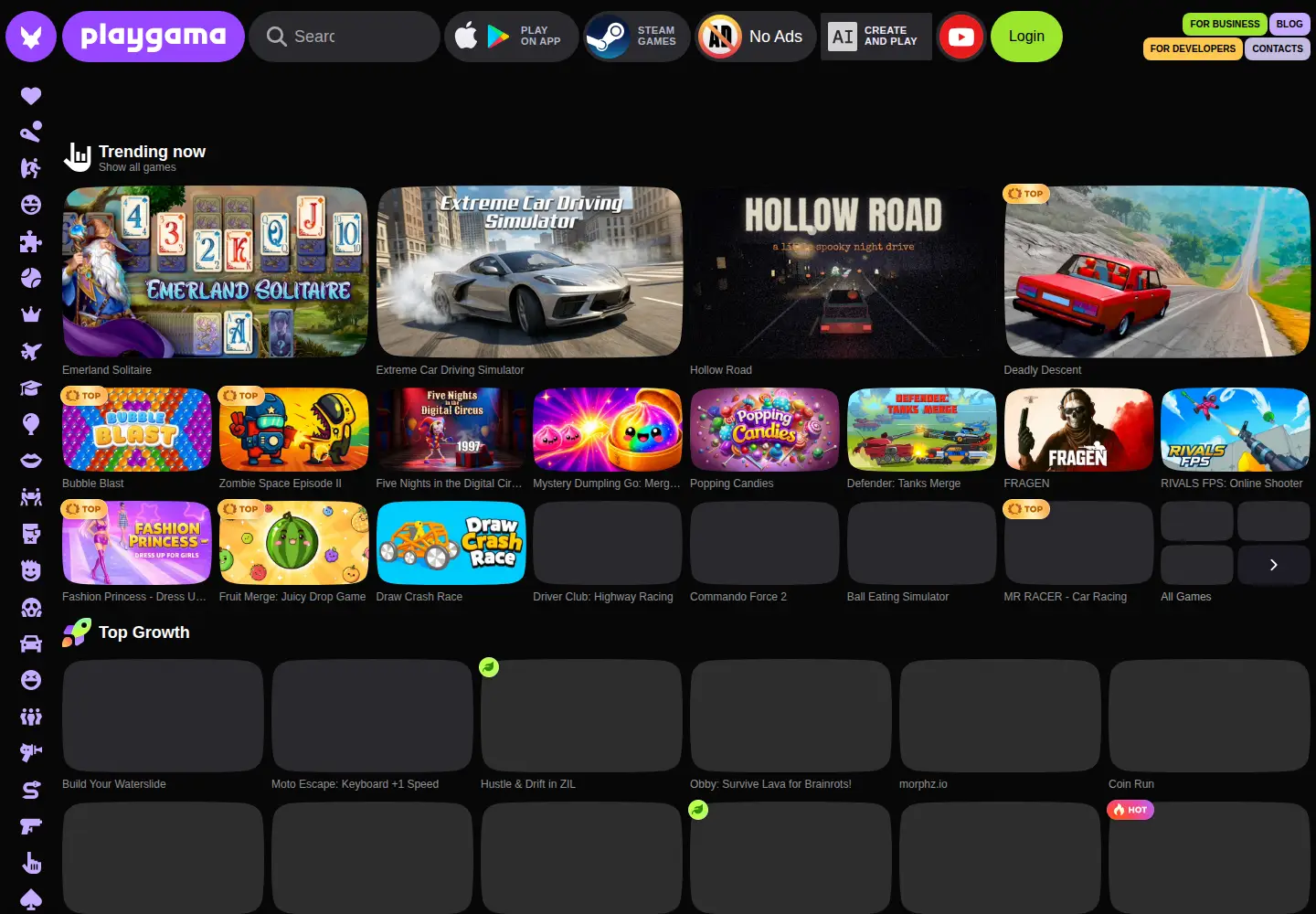 Screenshot of playgama.com