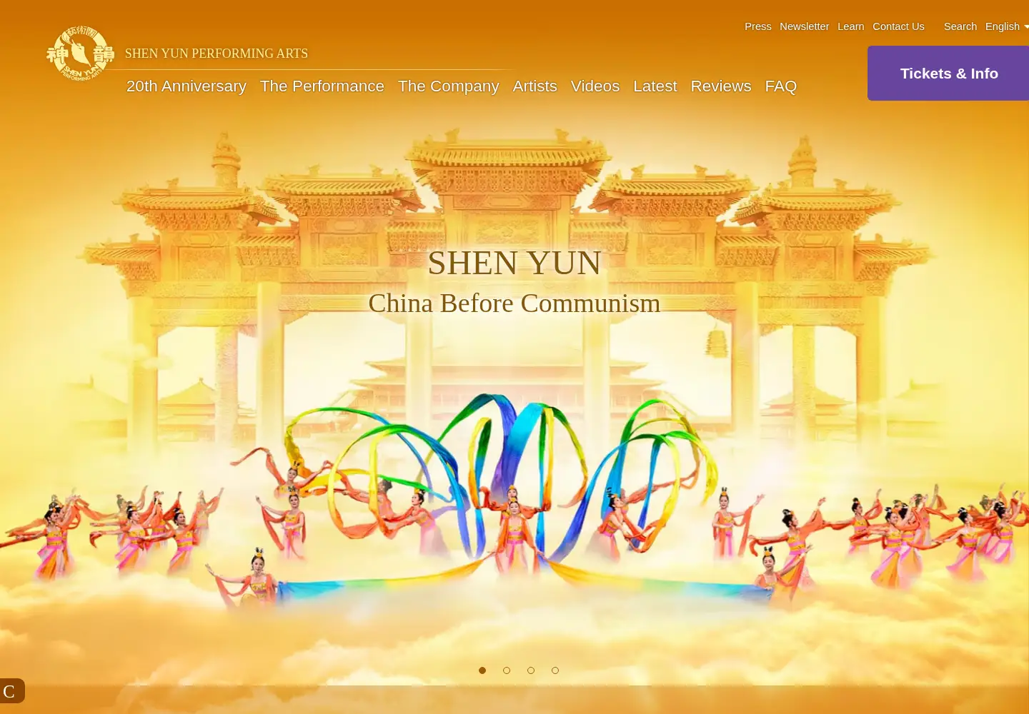Captured homepage of shenyunperformingarts.org in the current scan