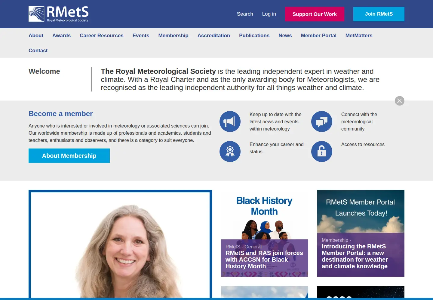 Captured homepage of rmets.org in the current scan