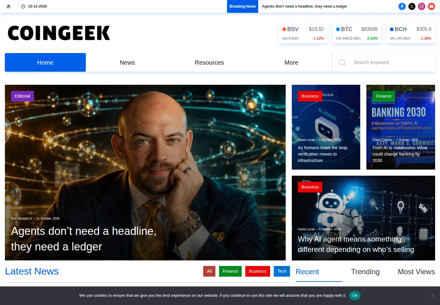 Screenshot of coingeek.com