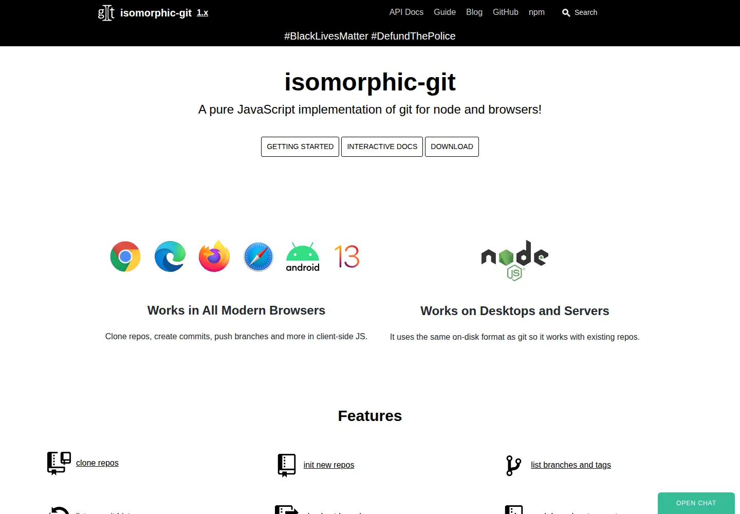 Captured homepage of isomorphic-git.org in the current scan