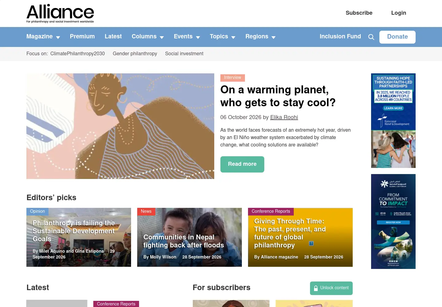 Screenshot of alliancemagazine.org