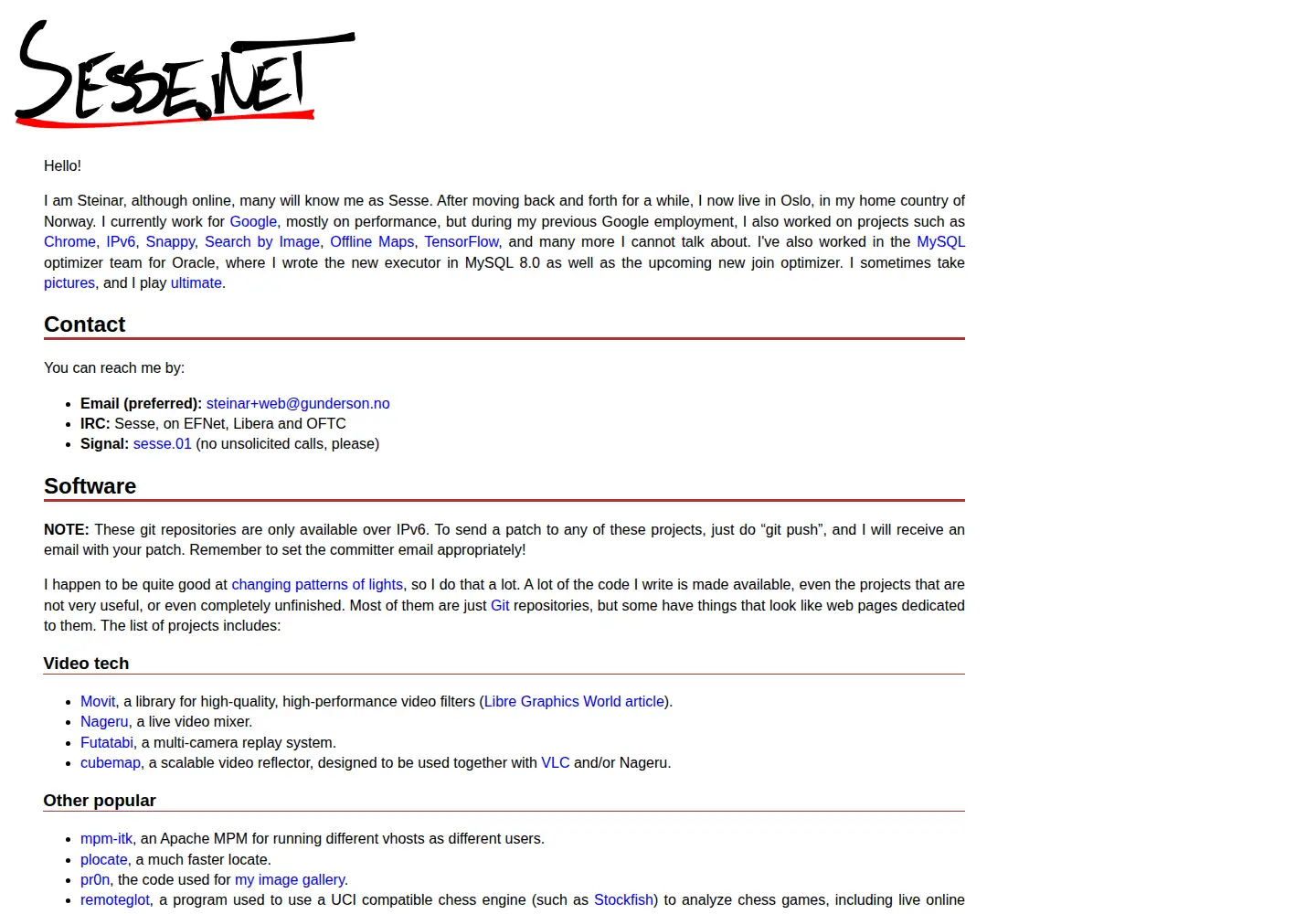 Captured homepage of sesse.net in the current scan