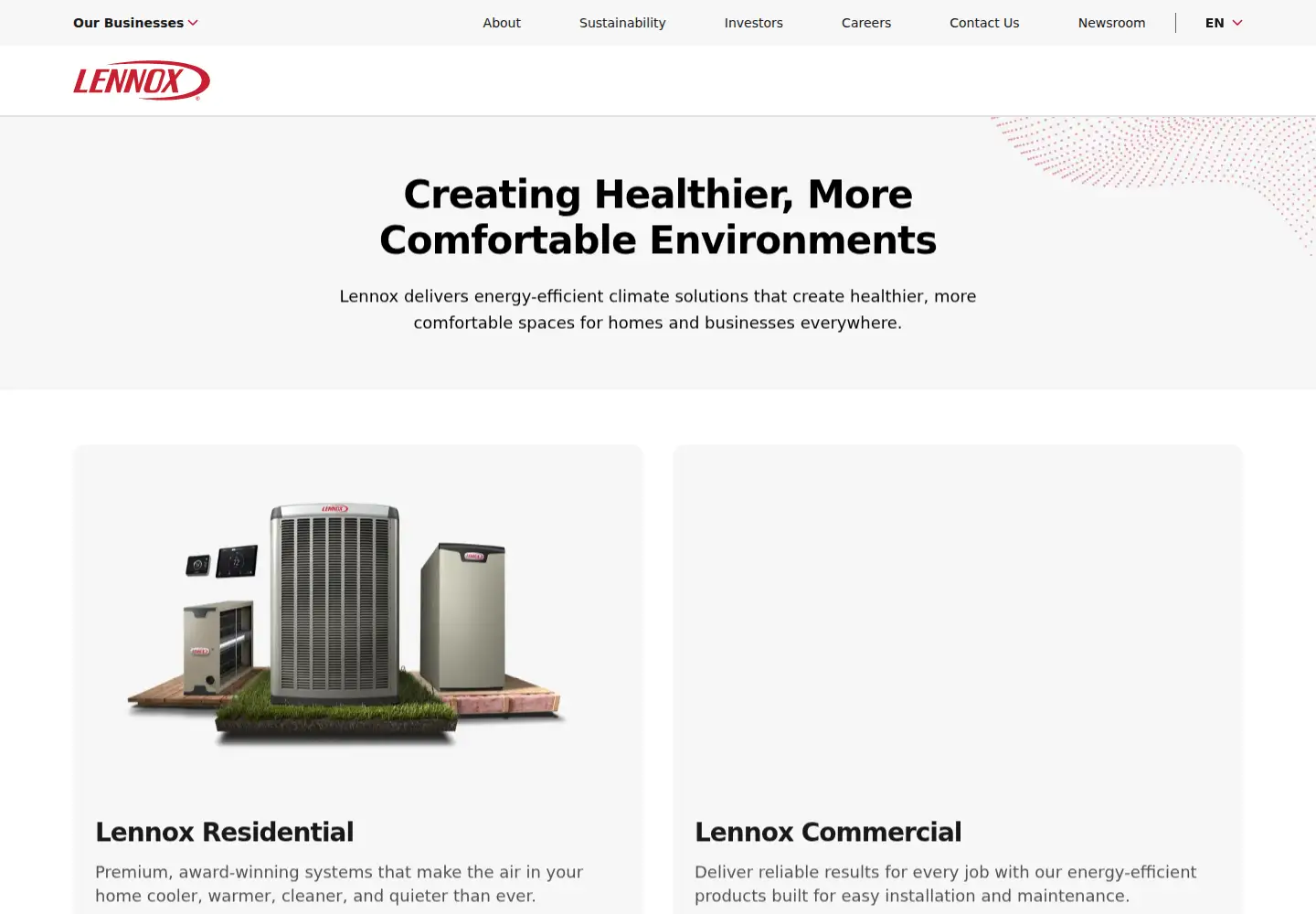 Screenshot of lennox.com