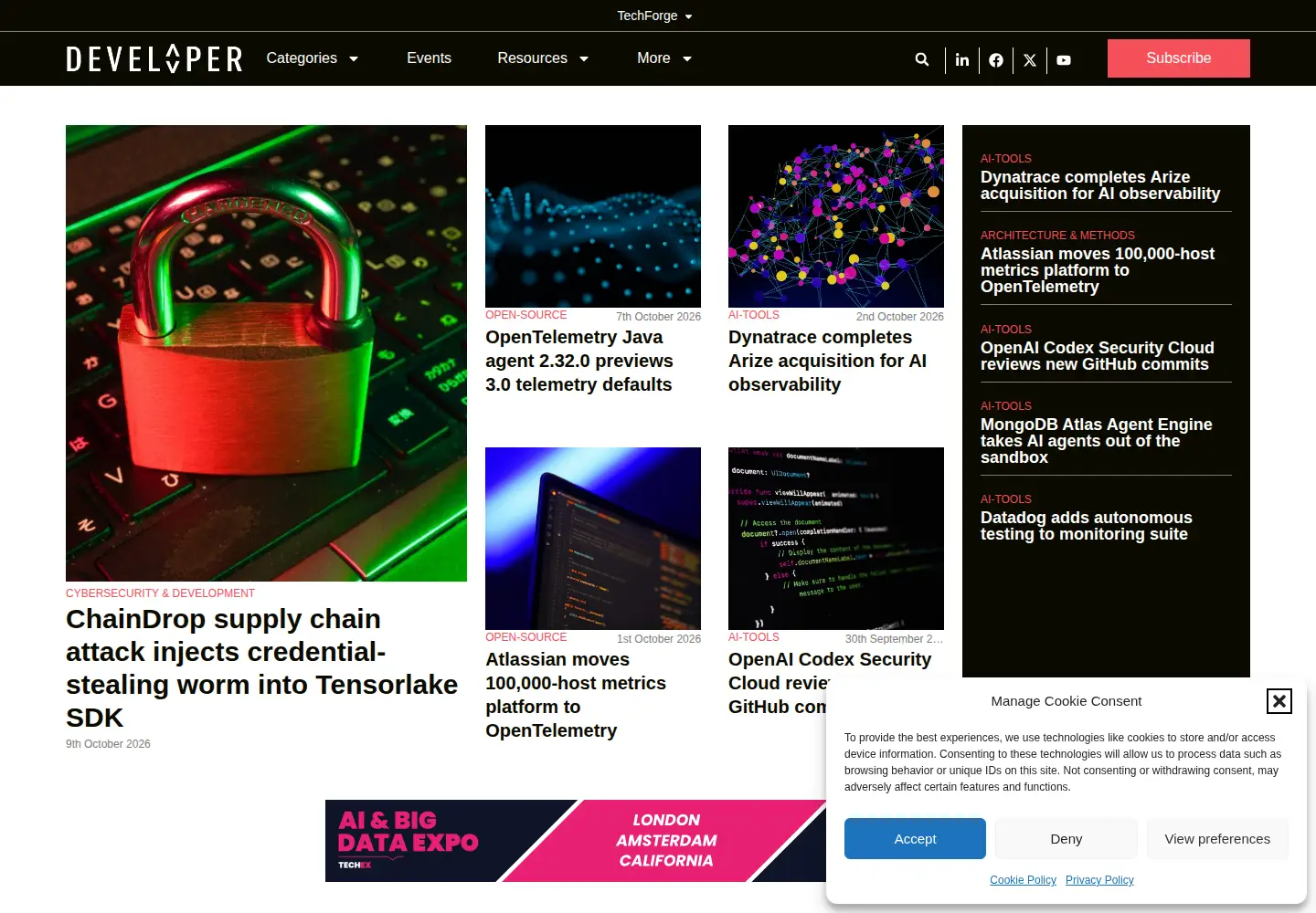 Captured homepage of developer-tech.com in the current scan