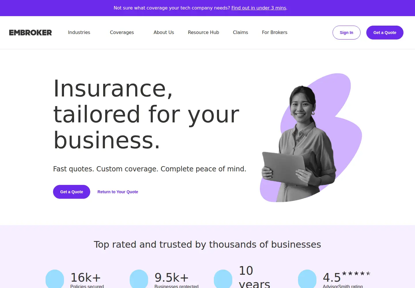 Screenshot of embroker.com